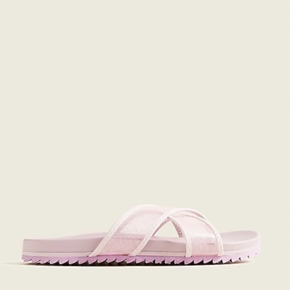 J crew girls slides pink lavender jelly cross strap